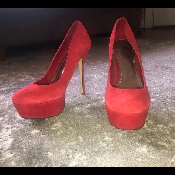 Hardly Worn 5” Red Suede Heel - Picture 2 of 6